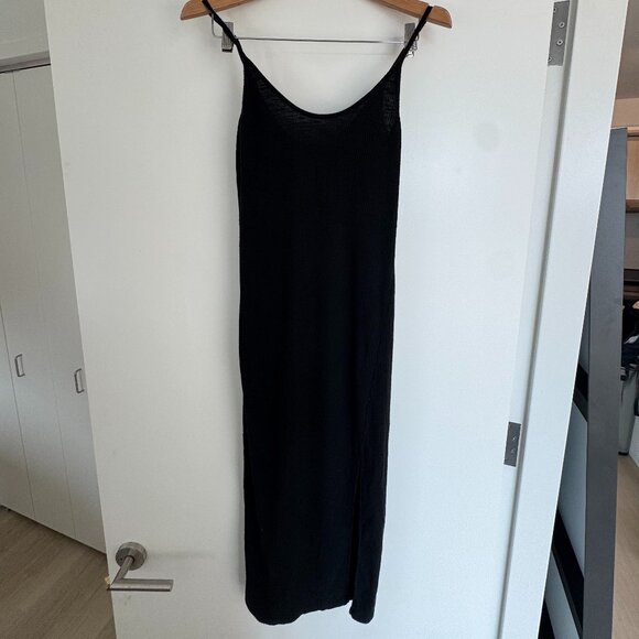12th Tribe Ribbed Maxi Slip Dress (Black) - Picture 1 of 4